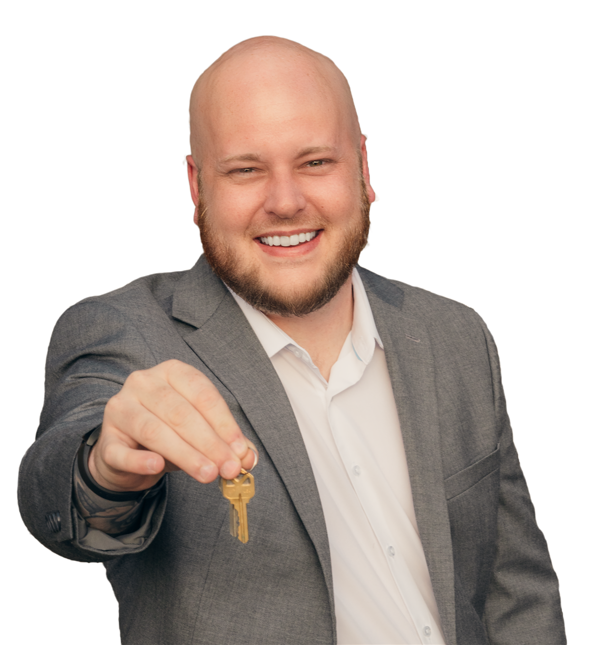 Jon Dabney, Broker of The Delta Real Estate Team, holding house keys
